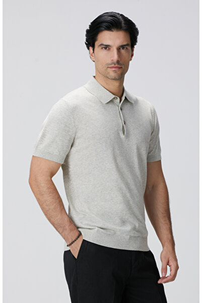 Network Gri Melanj Polo Yaka Basic Kazak