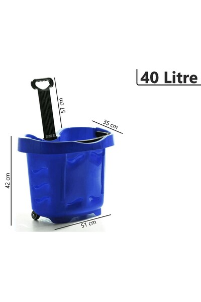 Marketix Tekerlekli Plastik Market Alışveriş El Sepeti 40 Litre Mavi