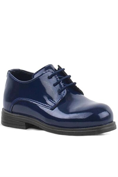 Rakerplus Navy Blue Patent Leather Rubber Laced Oxford Baby Shoes