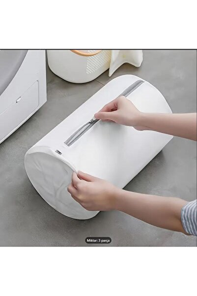 MissClean Ayakkabı Yıkama Çantası Özel Makarna Kumaş Fermuarlı Büyük Boy Mikrofiber Beyaz Renk