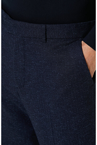 Network Lacivert Keten Karışımlı Jakarlı Pantolon