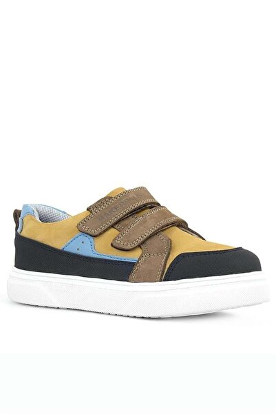 Rakerplus Παιδικά αθλητικά παπούτσια από γνήσιο δέρμα με ψηλή σόλα και Velcro - Tan