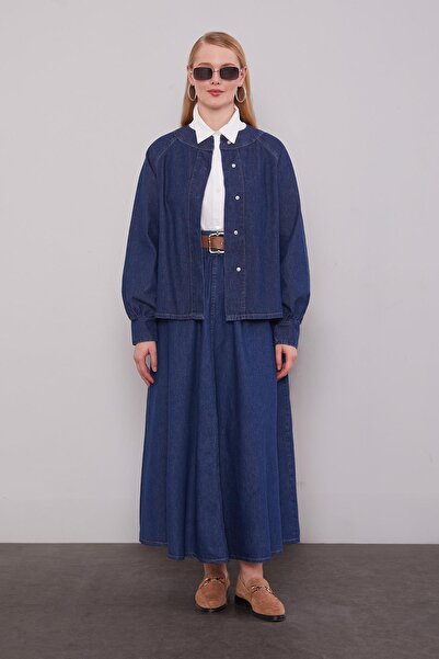 Levidor Σετ με φούστα από κοτ ινδικό μπλε