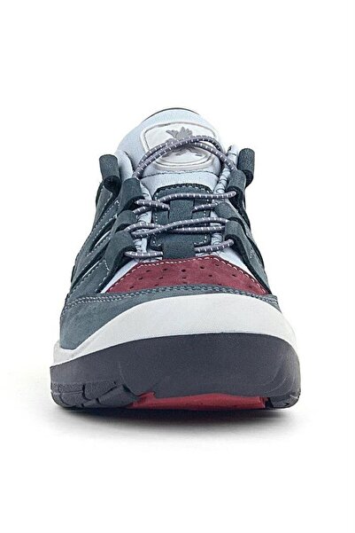 Rakerplus Genuine Leather Gray Claret Red Rubber Laced Children's Outdoor Shoes