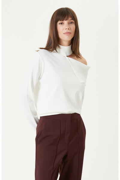 Network Kırık Beyaz Omuz Detaylı Triko Kazak