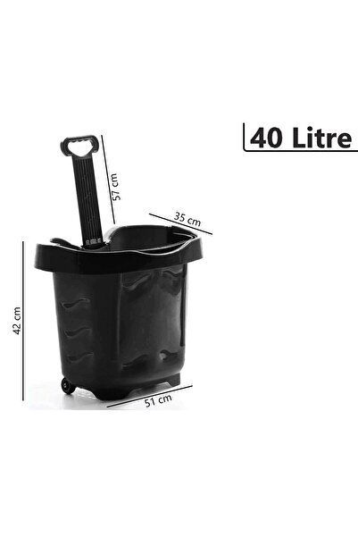 Marketix Tekerlekli Plastik Market Alışveriş El Sepeti 40 Litre Siyah