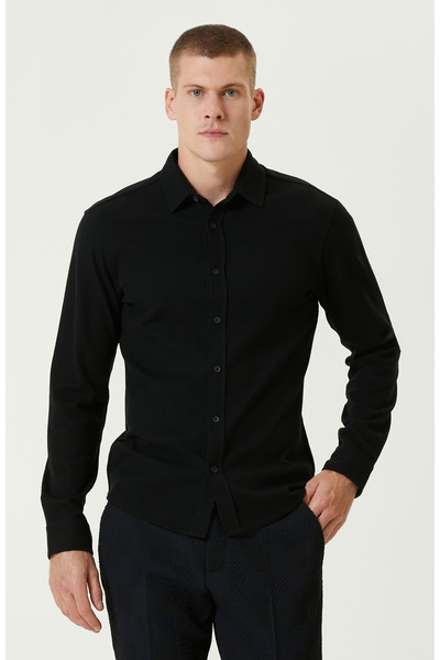 Network Siyah Slim Fit Gömlek