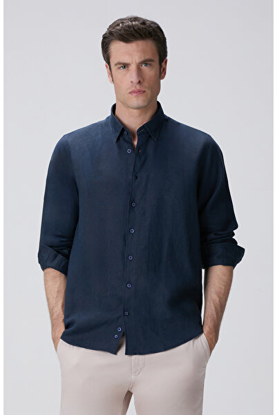 Network Lacivert Keten Gömlek