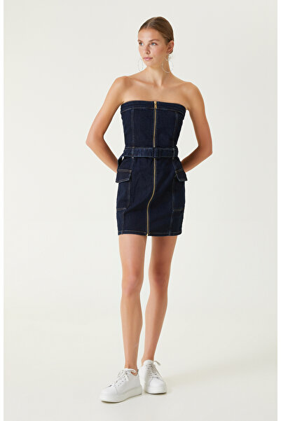 Network İndigo Denim Elbise