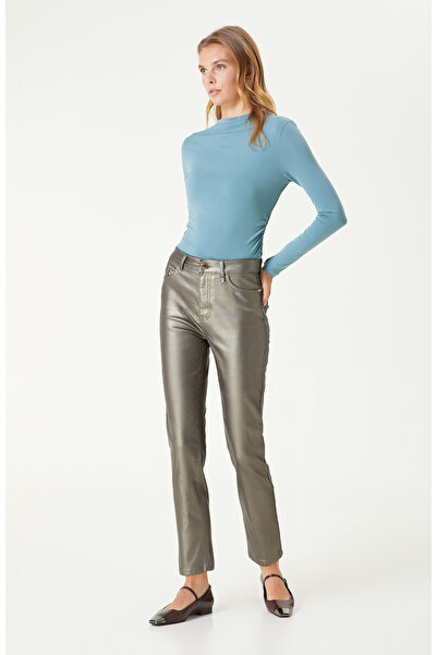 Network Haki Kaplamalı Slim Fit Denim Pantolon