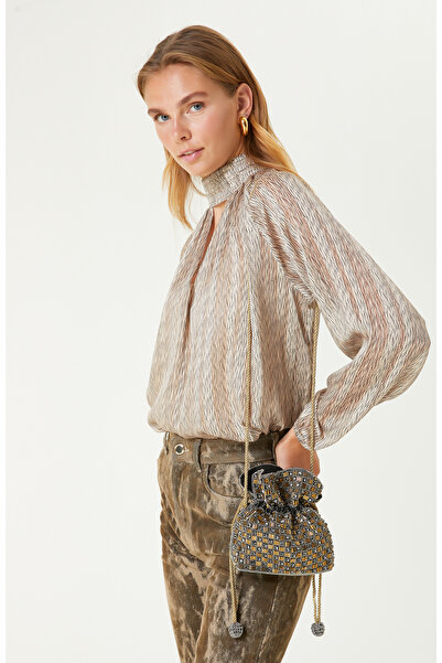 Network Siyah Bej Desenli Bluz