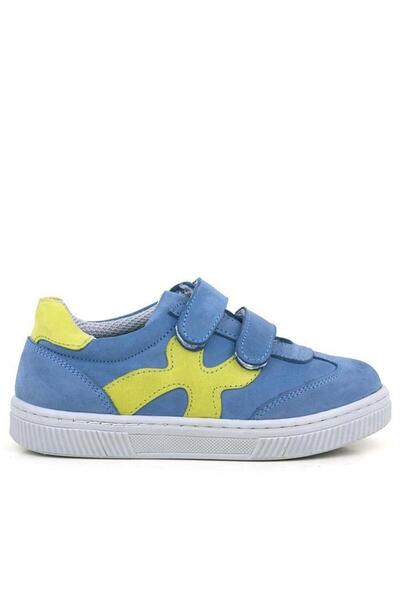 Rakerplus Genuine Leather Blue Green Velcro Children's Sneakers