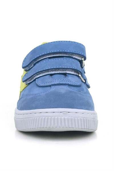 Rakerplus Genuine Leather Blue Green Velcro Children's Sneakers