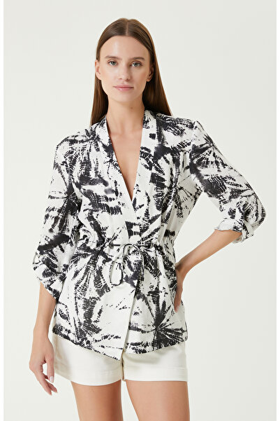 Network Siyah Beyaz Keten Ceket