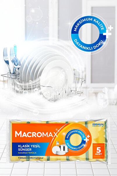 MACRO MAX 5Pcs Classic Green Corrugated Sponge