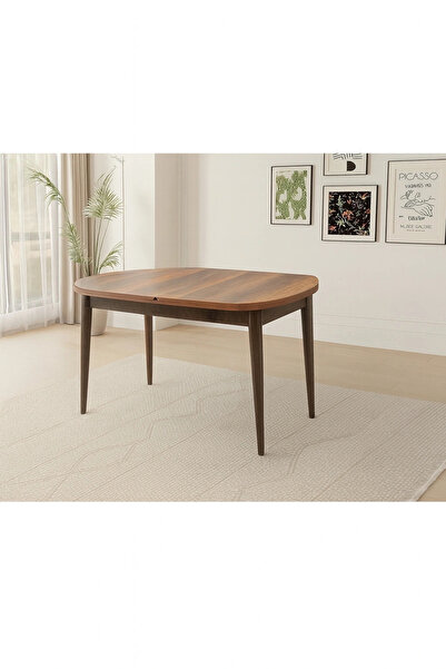 Evistro Ahşap Gizli Kaşıklık Bölmeli Salon Yemek Masa Sandalye Takımı 4 Nova Sandalyeli Ortadan Açılır Büyüy