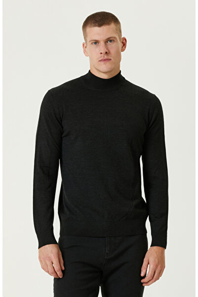 Network Antrasit Melanj Yarım Balıkçı Yün Karışımlı Triko Kazak