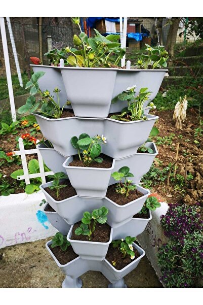 Bahçe kulesi Yonca Altılı - Gri Katlı Kule Saksı