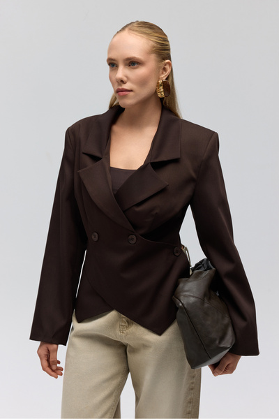 MAI STUDIOS CO. Norbury Triangle Λεπτομέρεια Καφέ Blazer