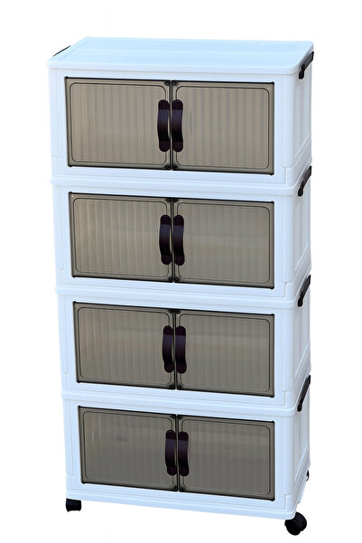 Golden Bark 4-Shelf Storage Cabinet with Double Doors