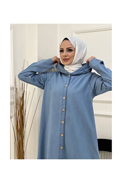 VELLICHOR Καπέλο με κουκούλα τζιν- Μπλε τζιν παλτό