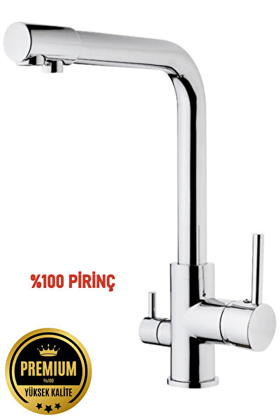 banyonatural Birinci Kalite Paslanmaz Pirinç Arıtmalı Krom Renk Eviye Bataryası