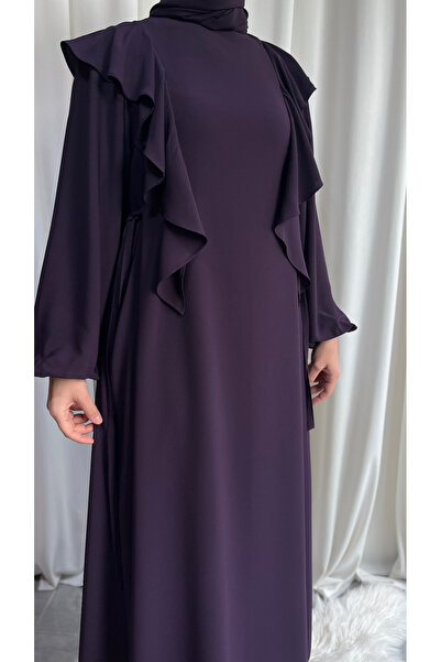 afife Medine İpeği Omuz Valonlu Yan Bağcık Tesettür Elbise