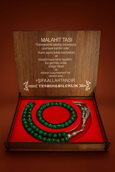 grs oyuncak Set de brățări Tasbih din piatră naturală Malachite în cutie