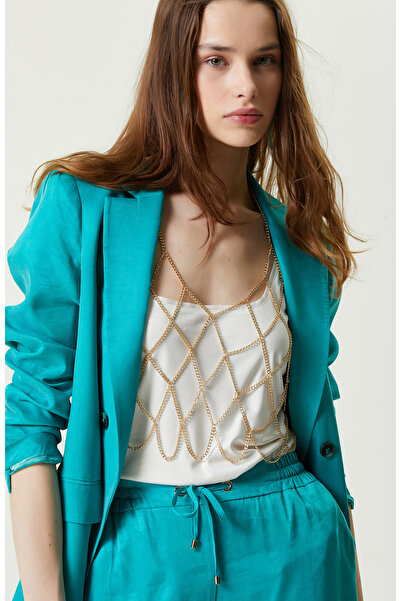 Network Ördek Başı Yeşil Dokuma Blazer Ceket