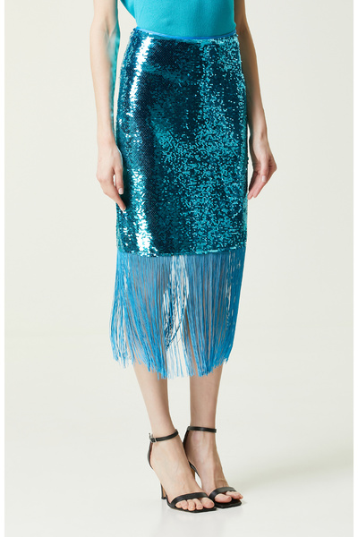 Network Turkuaz Payetli Mini Boy Etek