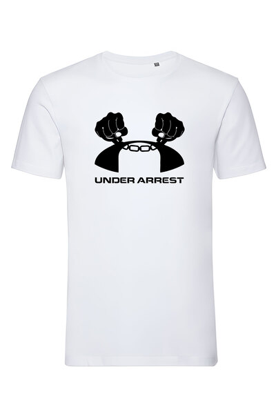 4desire.ro Tricou barbati, Under Arrest Ink, Classic Regular Fit, Bumbac 100%, Vegan Approved , logo negru