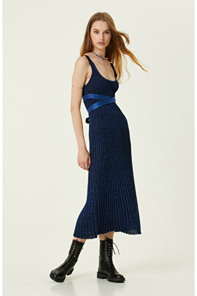 Network Mavi Midi Triko Elbise