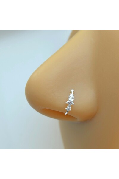 Heppii 925 Ayar Gümüş Deliksiz Yıldız Taşlı Halka Burun Hızma – Ayarlanabilir...