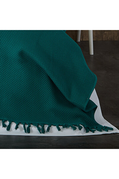 Calista home 100% Cotton Pique Summer/Winter Can Be Used in 4 Seasons Soft Waffle Honeycomb Pique Double Size Green