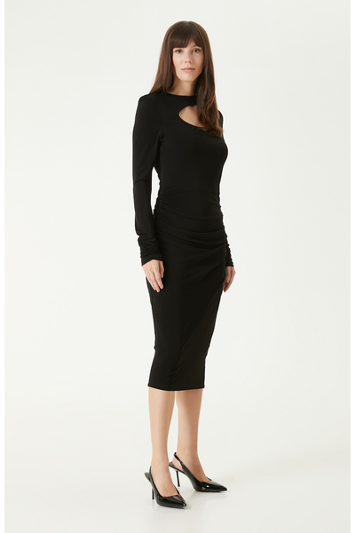 Network Siyah Midi Boy Elbise
