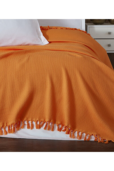 Calista home 100% Cotton Pique Summer/Winter Can Be Used in 4 Seasons Soft Waffle Honeycomb Pique Double Size Orange