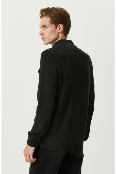 Network Antrasit Dik Yaka Triko Mont