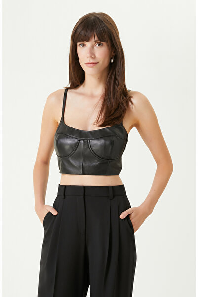 Network Siyah Deri Büstiyer