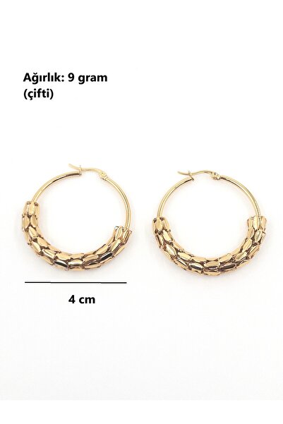 Siya Silver Non-Tarnish Steel Barley Model Hoop Earrings-4 cm