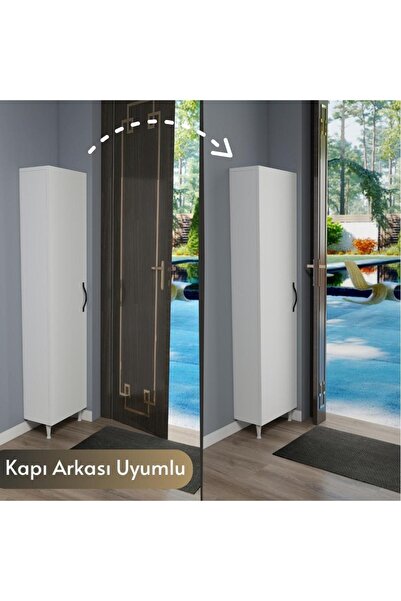 IRMAK MOBİLYA Kapı Arkası Tek kapaklı 5 Raflı Çok Amaçlı İnce Organizatör Banyo Mutfak Kiler Ardiye Boy Dolabı