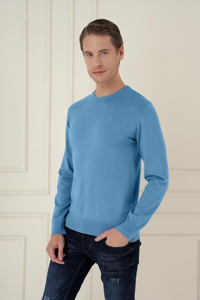 Efor TR 875 Slim Fit Havacı Mavi Klasik Triko