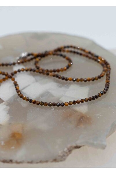 Mucize Taş Kaplan Gözü Taşı Doğaltaş Ince Kolye 2 Mm