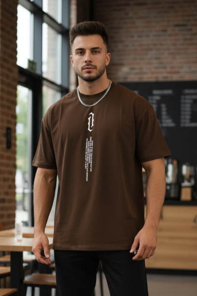 KOZİA OUTDOORS κάθετη στάμπα με λαιμόκοψη oversize unisex βασικό μπλουζάκι