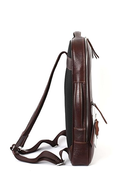 Aka Deri Genuine Leather Brown Laptop Backpack 908 61