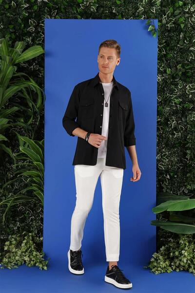 Efor G 1534 Slim Fit Siyah Klasik Gömlek