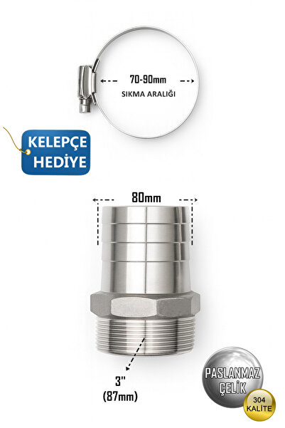 abcpaslanmaz Priključak za crevo od nerđajućeg čelika | Priključak 3'' + set ...