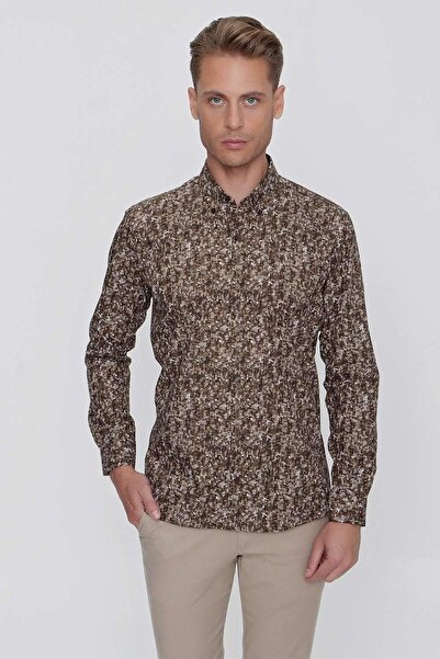 Efor G 1521 Slim Fit Tütün Spor Gömlek