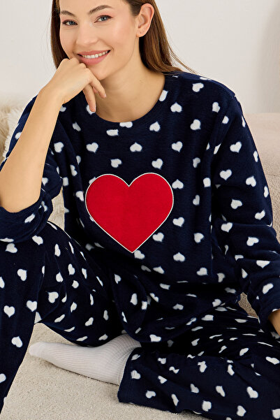 Siyah İnci Set de pijamale tricotate de iarnă din lână brodată cu model de in...