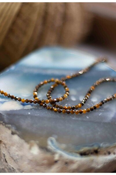 Mucize Taş Kaplan Gözü Taşı Doğaltaş Ince Kolye 2 Mm