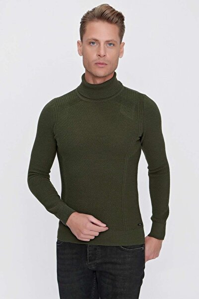 Efor TR 847 Slim Fit Yeşil Klasik Triko